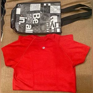 Lululemon Yoga Swiftly Tech Women's Short Sleeve T-Shirt 2.0 Red Sport with Bag